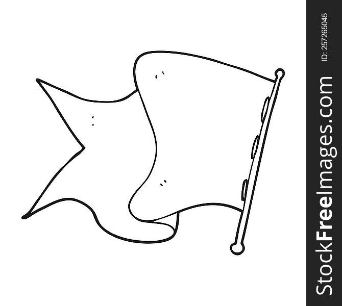 freehand drawn black and white cartoon white flag