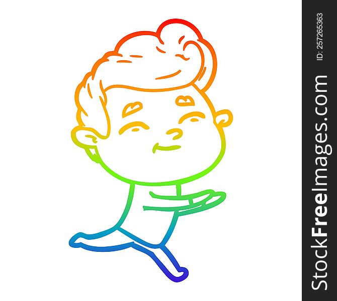 Rainbow Gradient Line Drawing Running Cartoon Man