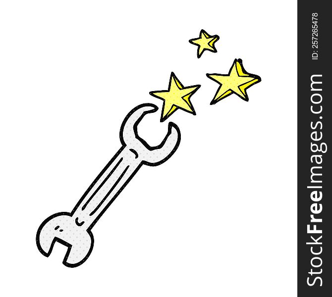 freehand drawn comic book style cartoon spanner