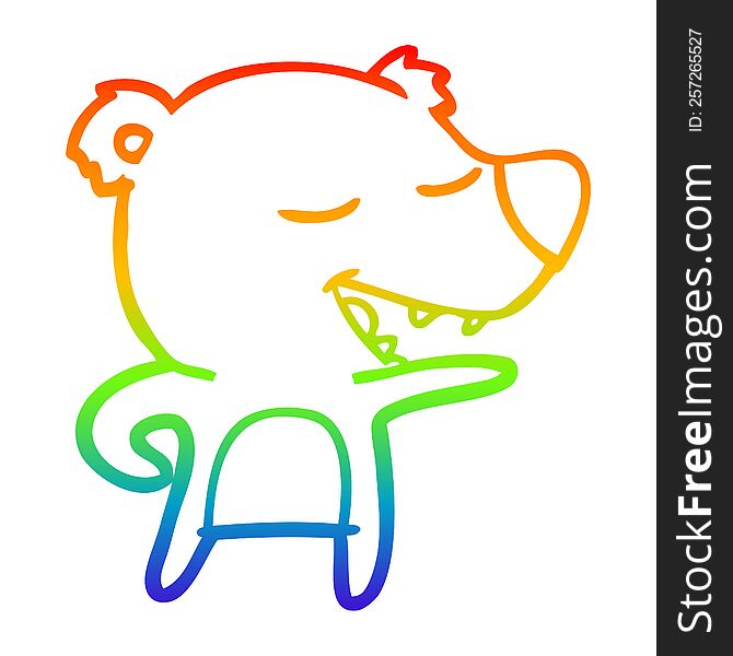 Rainbow Gradient Line Drawing Cartoon Polar Bear