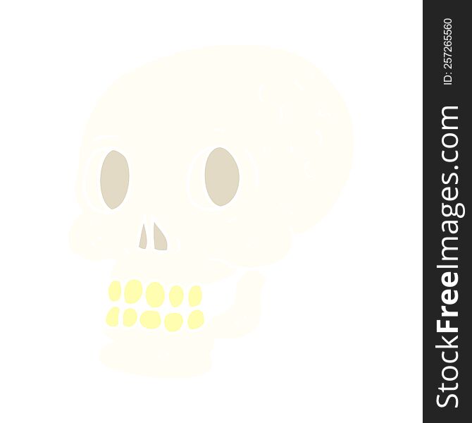 Flat Color Illustration Of A Cartoon Halloween Skull