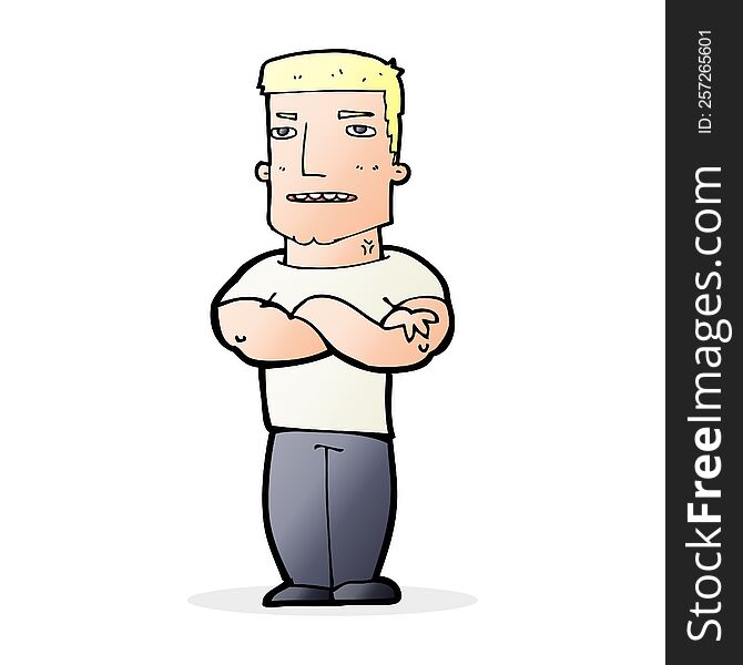 Cartoon Tough Guy With Folded Arms