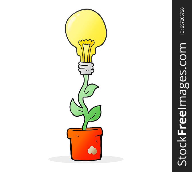 freehand drawn cartoon light bulb plant