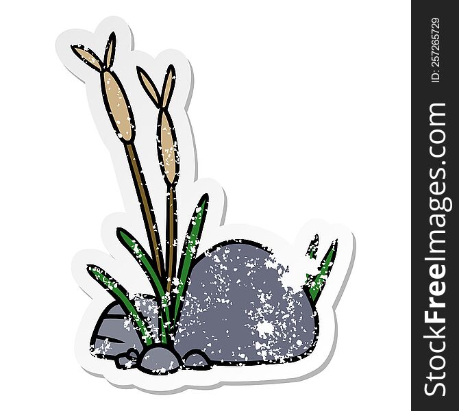 Distressed Sticker Cartoon Doodle Of Stone And Pebbles
