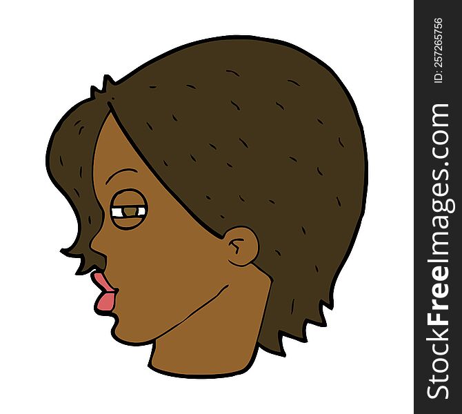 Cartoon Female Face With Narrowed Eyes