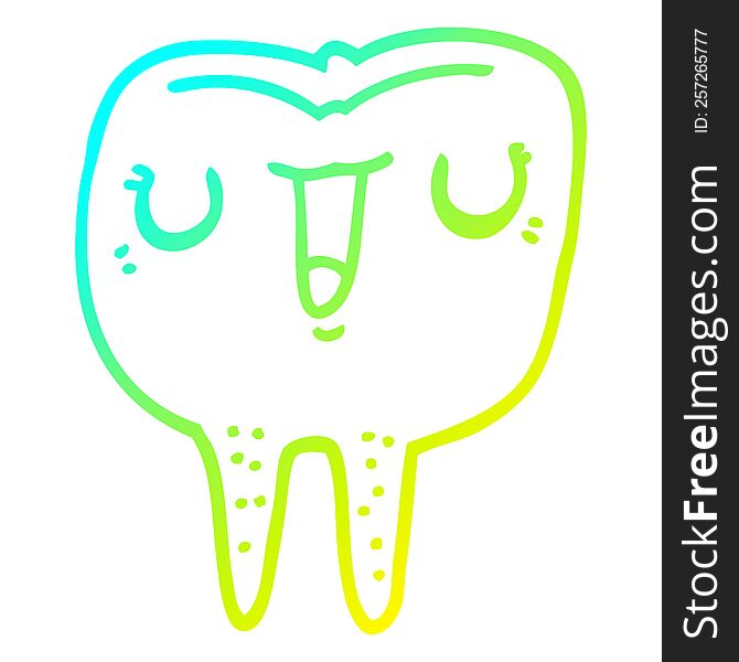 Cold Gradient Line Drawing Cartoon Happy Tooth