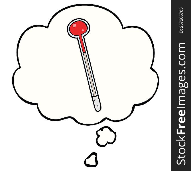 Cartoon Thermometer And Thought Bubble