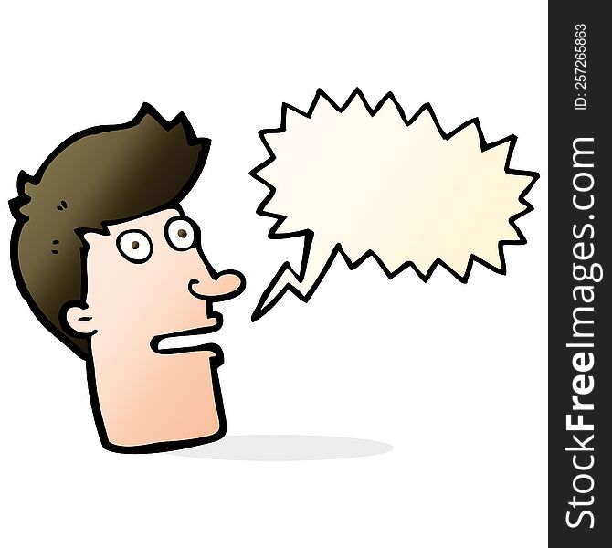 Cartoon Shocked Male Face With Speech Bubble