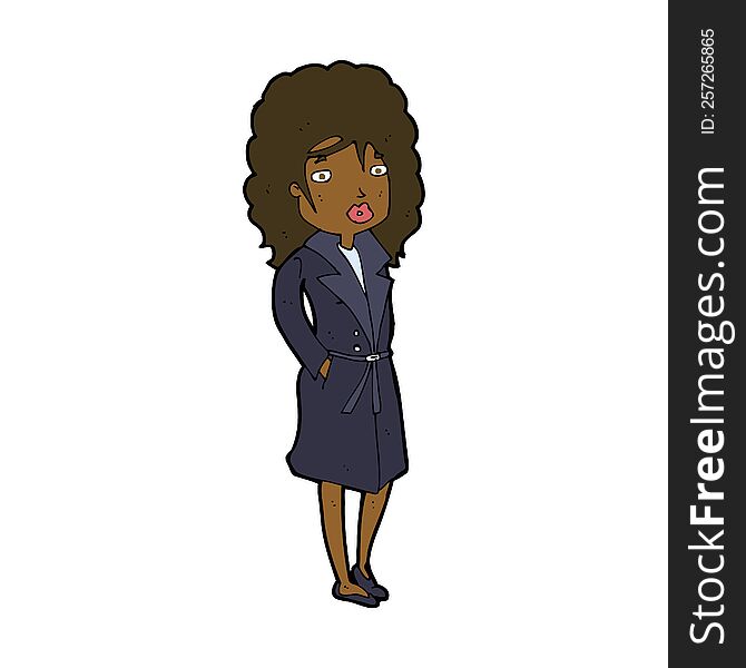 Cartoon Woman In Trench Coat