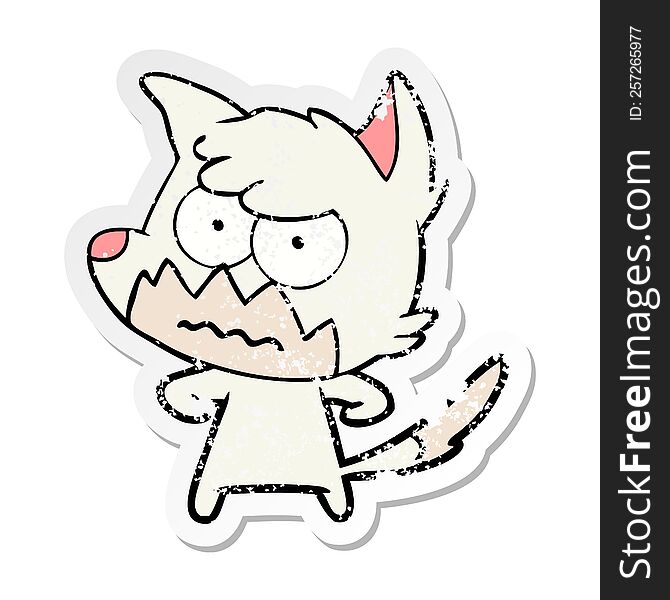 Distressed Sticker Of A Cartoon Annoyed Fox