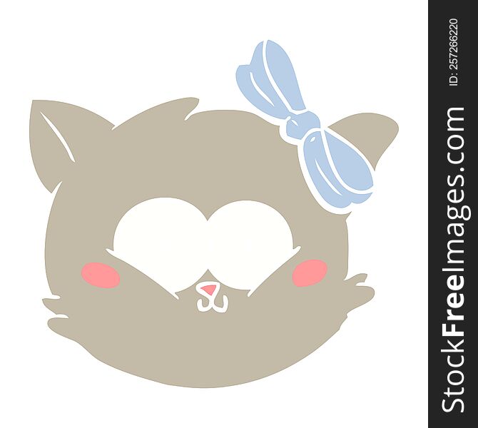 cute flat color style cartoon kitten face