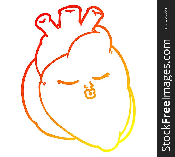 Warm Gradient Line Drawing Cartoon Heart