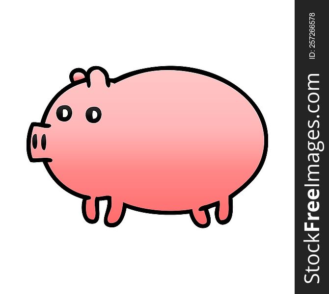 Gradient Shaded Cartoon Fat Pig