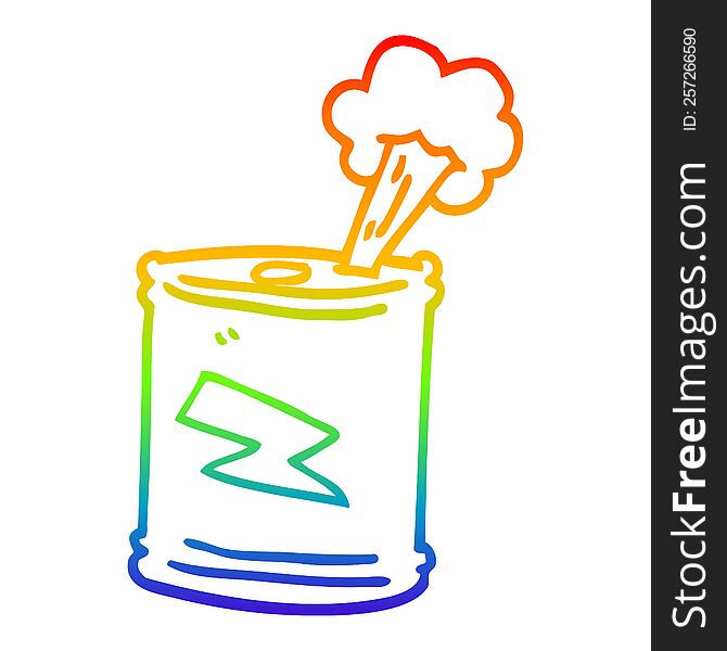 Rainbow Gradient Line Drawing Cartoon Fizzy Drinks Can