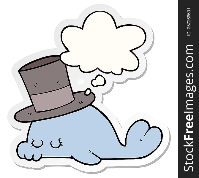 cute cartoon dolphin with thought bubble as a printed sticker