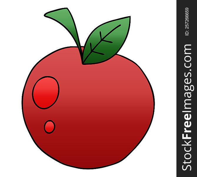 Quirky Gradient Shaded Cartoon Red Apple