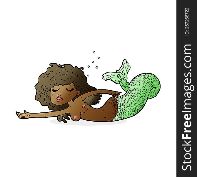 Cartoon Topless Mermaid