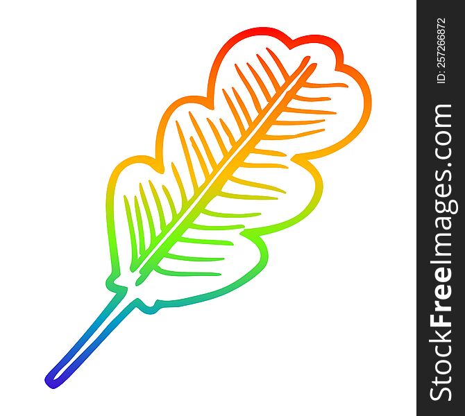 rainbow gradient line drawing cartoon fallen leaf