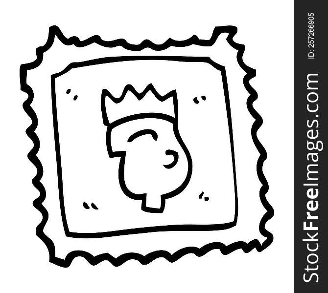 line drawing cartoon stamp with royal face