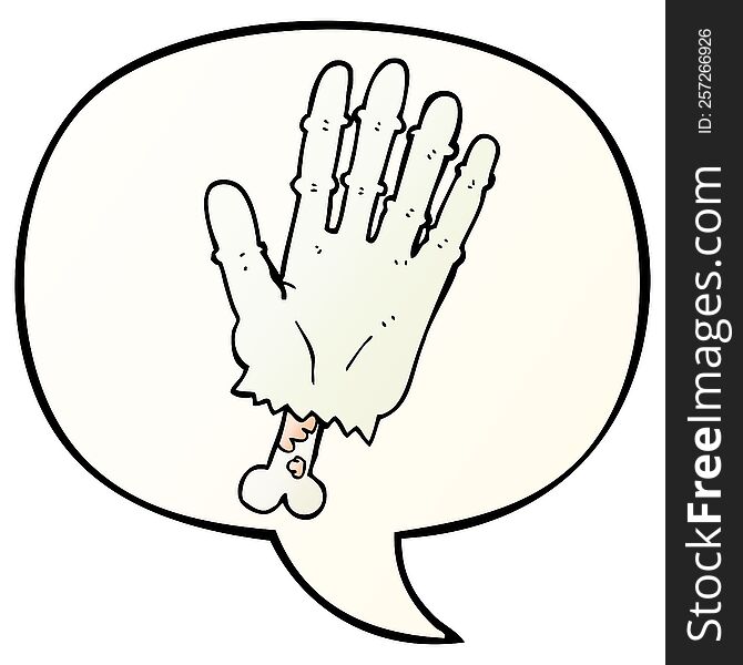 Cartoon Zombie Hand And Speech Bubble In Smooth Gradient Style