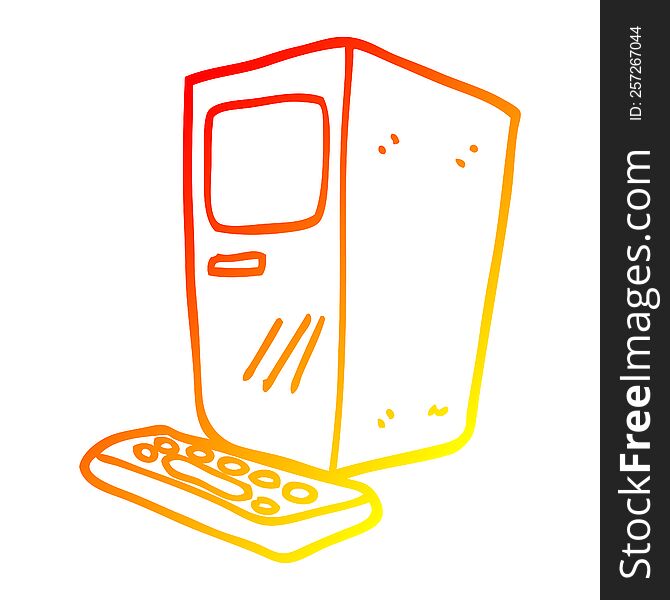 warm gradient line drawing of a cartoon computer and keyboard