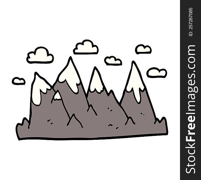 cartoon doodle mountain range