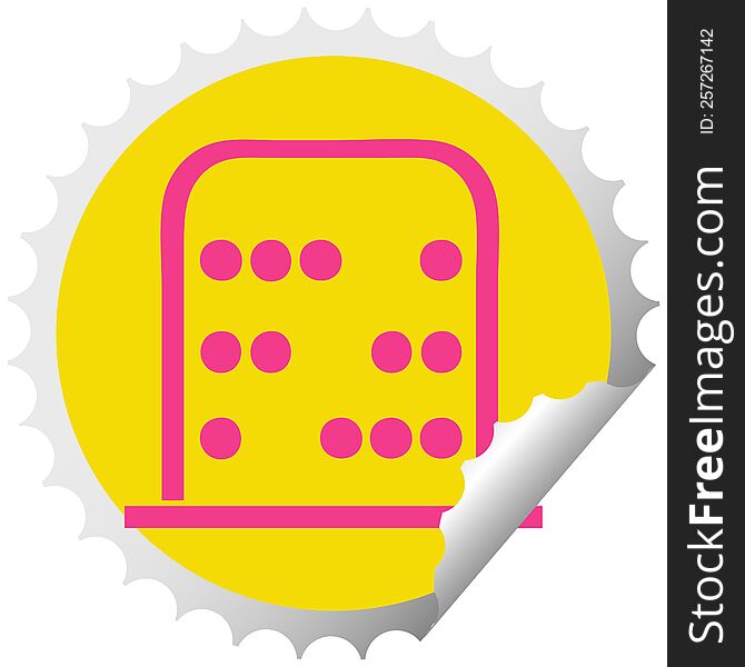circular peeling sticker cartoon of a maths abacus