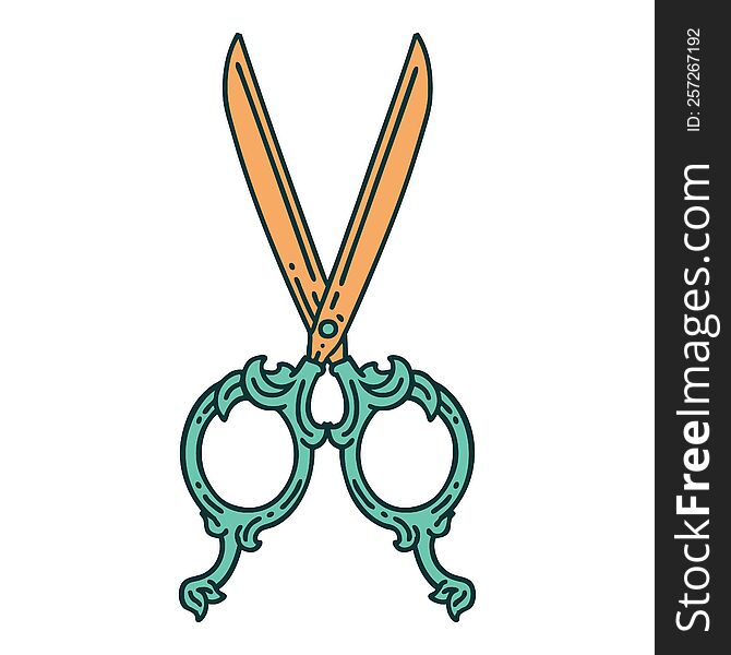 Tattoo Style Icon Of Barber Scissors