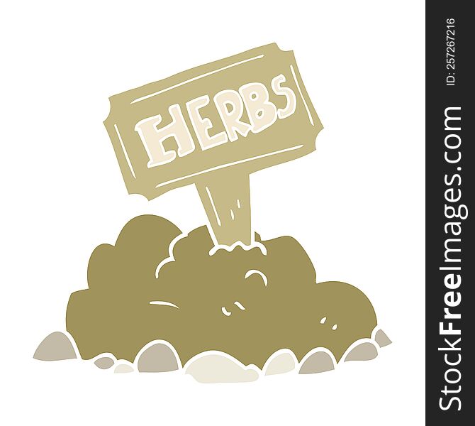 Flat Color Illustration Of A Cartoon Herbs Sign