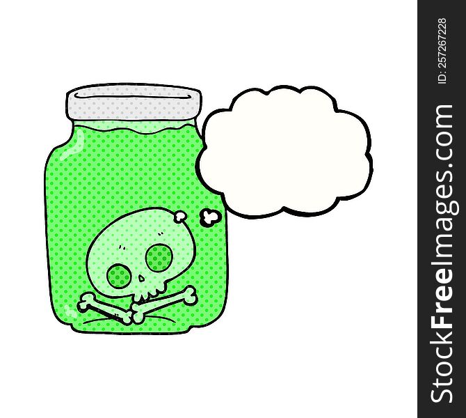 freehand drawn thought bubble cartoon jar with skull