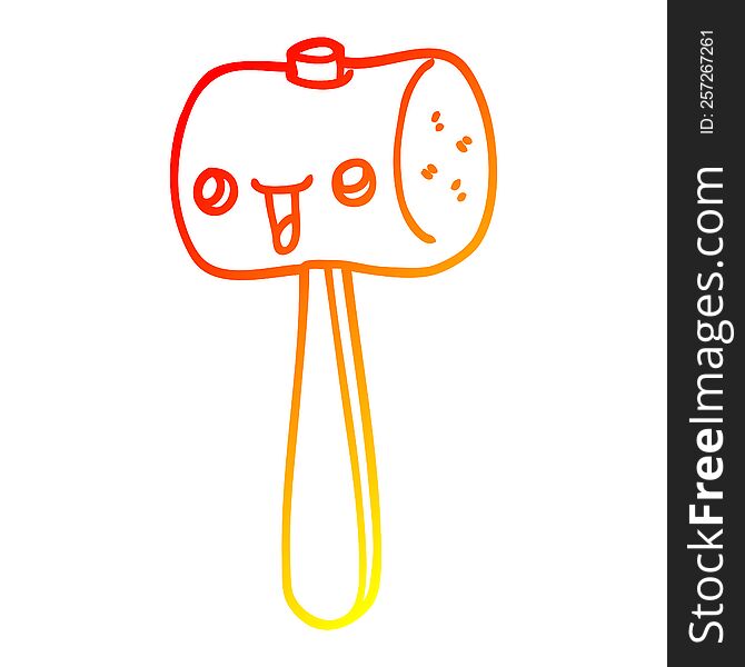 warm gradient line drawing of a cartoon mallet