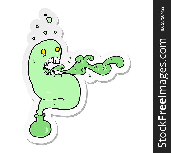 sticker of a cartoon ghost in bottle