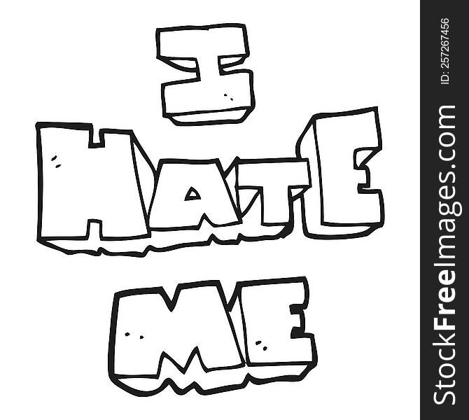 I hate me freehand drawn black and white cartoon symbol. I hate me freehand drawn black and white cartoon symbol
