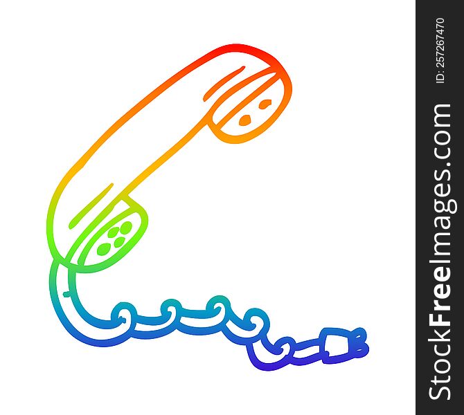 rainbow gradient line drawing of a cartoon telephone handset