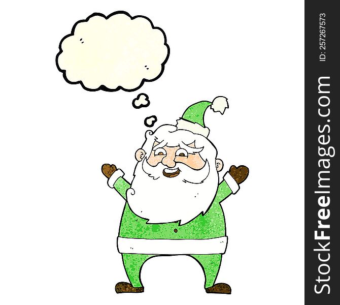Jolly Santa Cartoon With Thought Bubble