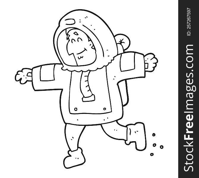 Black And White Cartoon Astronaut