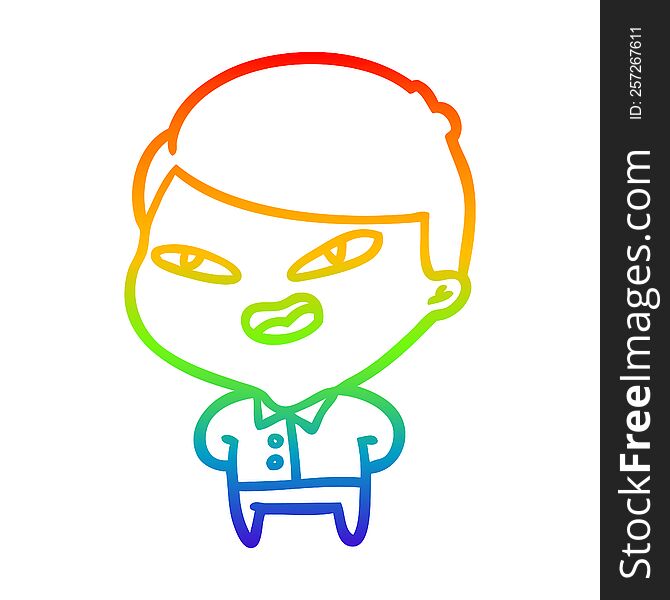 Rainbow Gradient Line Drawing Happy Businessman