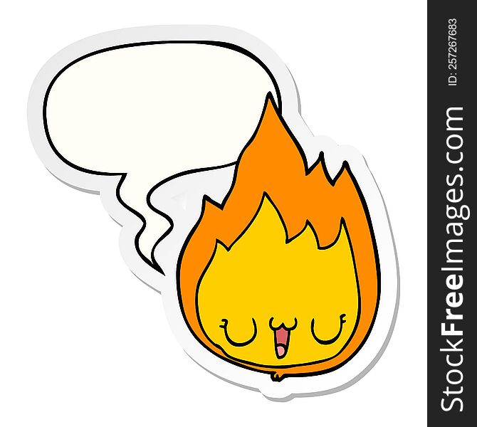 Cartoon Flame And Face And Speech Bubble Sticker