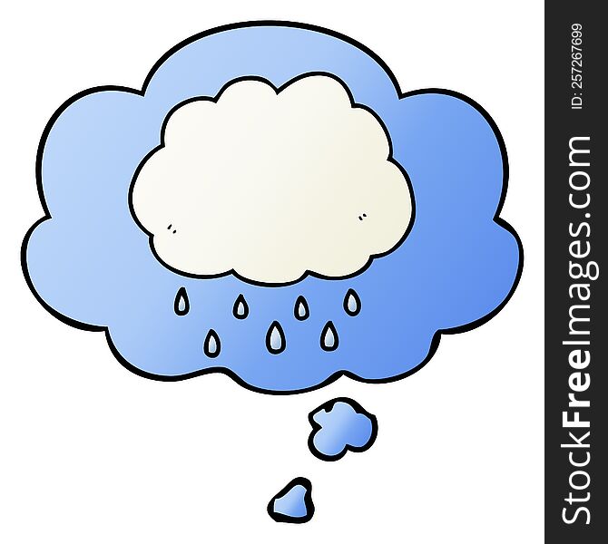 Cartoon Rain Cloud And Thought Bubble In Smooth Gradient Style