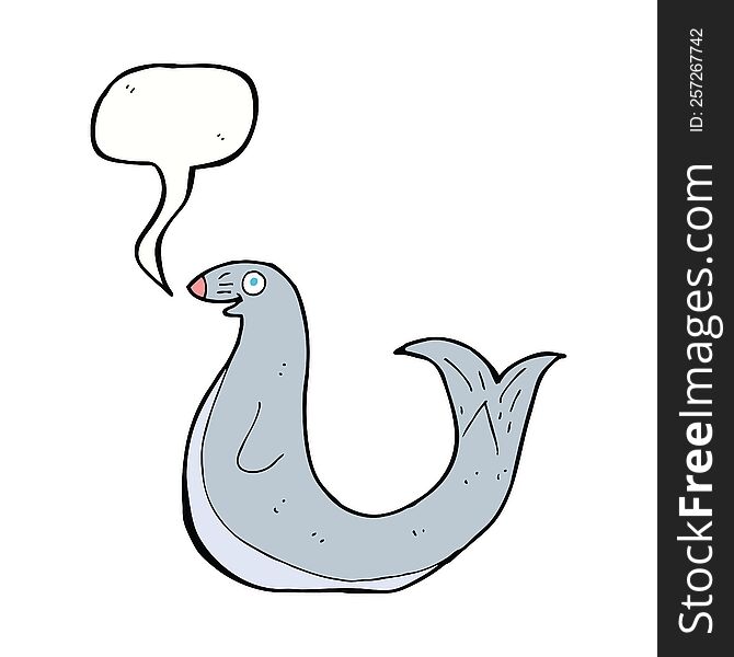 Cartoon Happy Seal With Speech Bubble