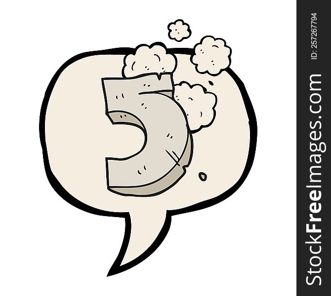 freehand drawn speech bubble cartoon stone number five