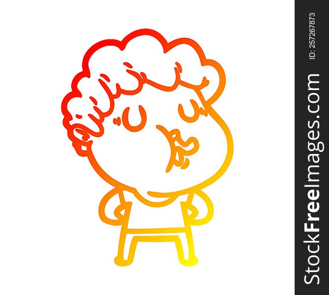 warm gradient line drawing cartoon man pulling face