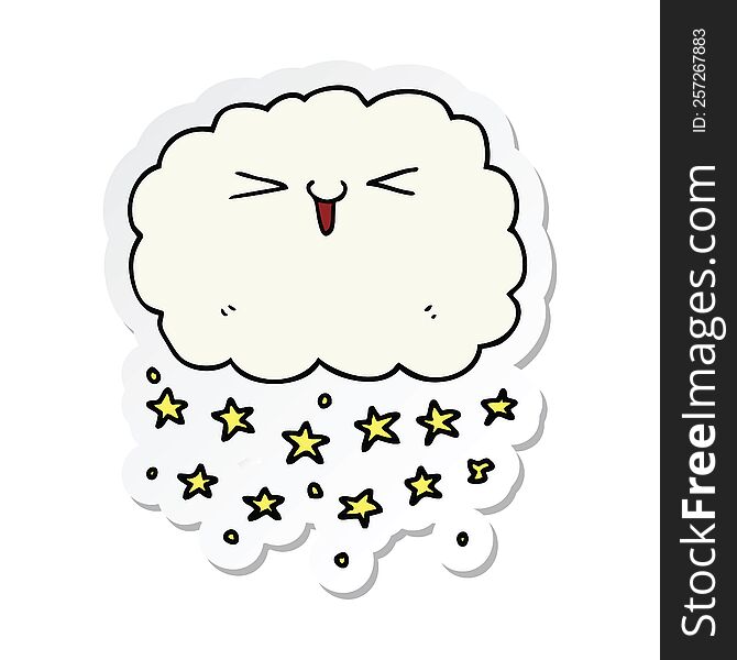 Sticker Of A Happy Cartoon Cloud