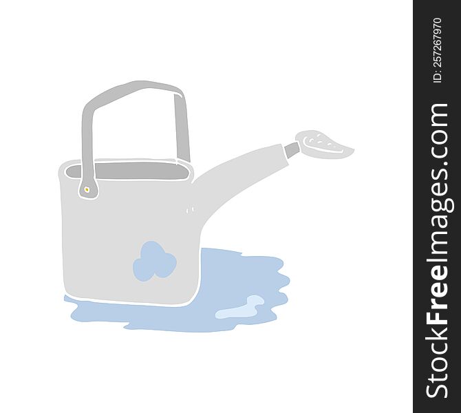 Flat Color Illustration Of A Cartoon Watering Can