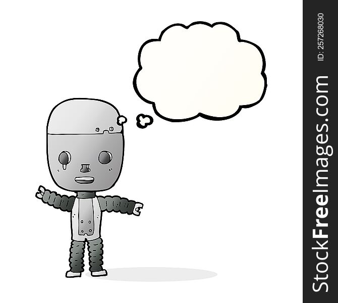 cartoon robot with thought bubble