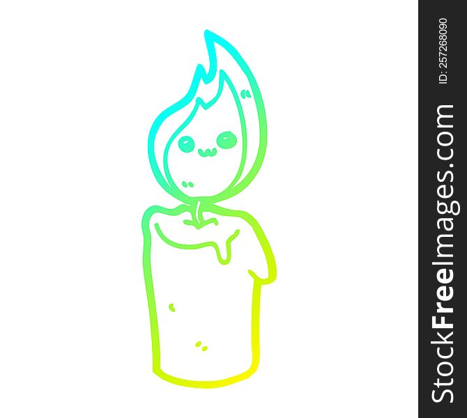 Cold Gradient Line Drawing Cartoon Candle Character