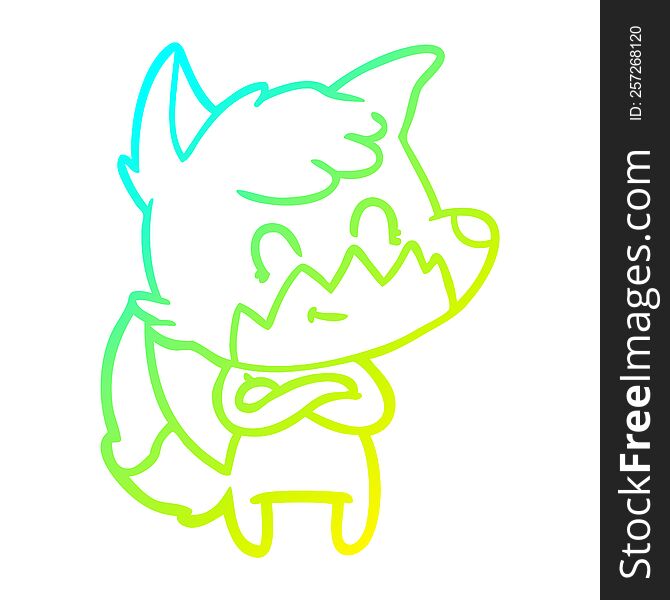 Cold Gradient Line Drawing Cartoon Happy Fox