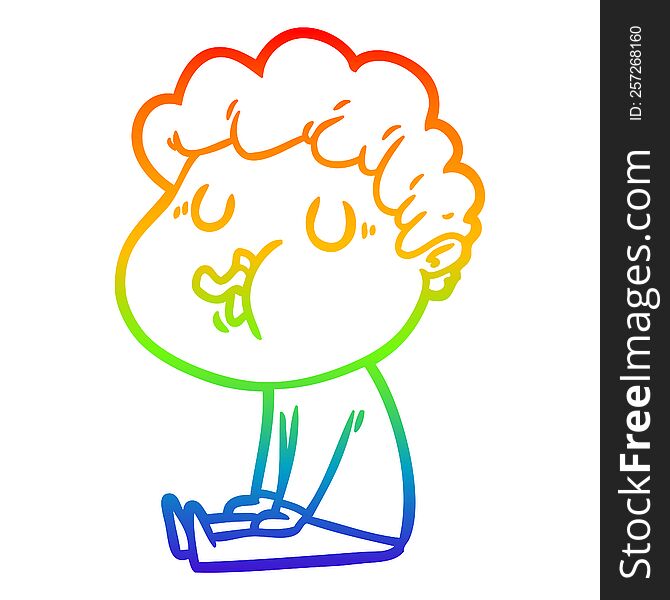 Rainbow Gradient Line Drawing Cartoon Man Singing