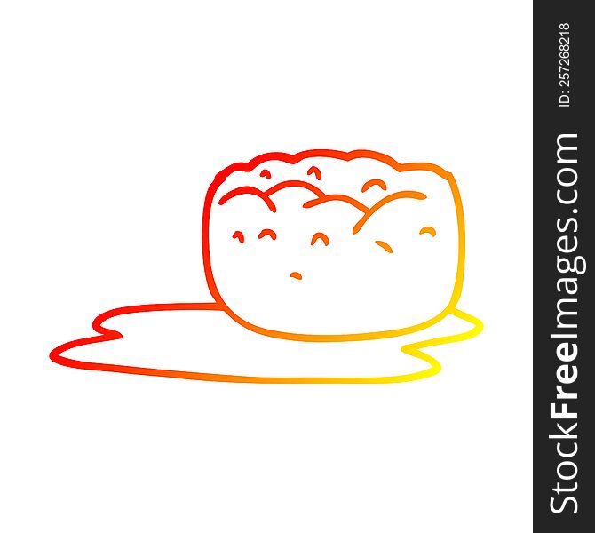 warm gradient line drawing of a cartoon yorkshire pudding and gravy