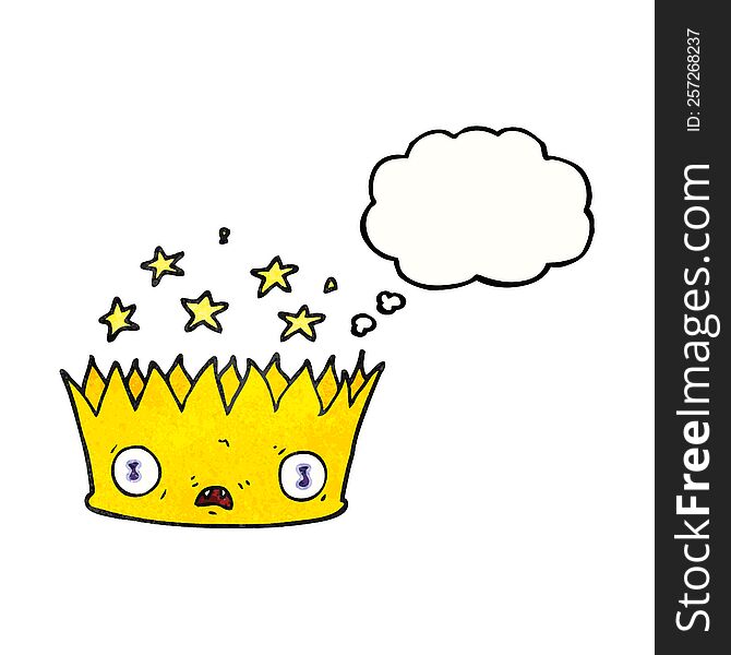 freehand drawn thought bubble textured cartoon magic crown